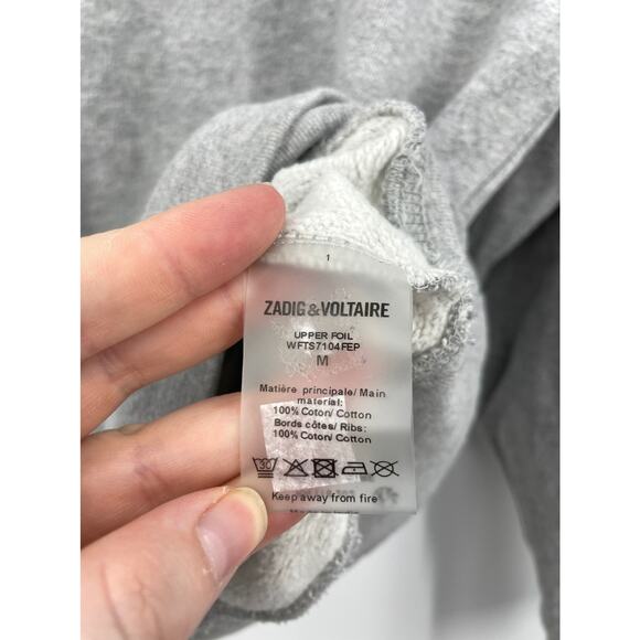 Zadig & Voltaire Sweatshirt Womens Medium LOVE Foil Graphic Pullover Gray - Picture 6 of 6